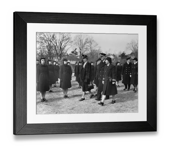 Framed Print : Eleanor Roosevelt Reviewing WAVES at Smith College Framed Print : Eleanor Roosevelt Reviewing WAVES at Smith College