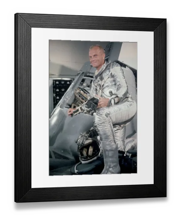 Framed Print : John Glenn Standing Beside a Mercury Capsule Framed Print : John Glenn Standing Beside a Mercury Capsule