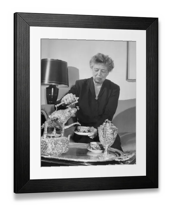 Framed Print : Eleanor Roosevelt Pouring Herself Tea Framed Print : Eleanor Roosevelt Pouring Herself Tea