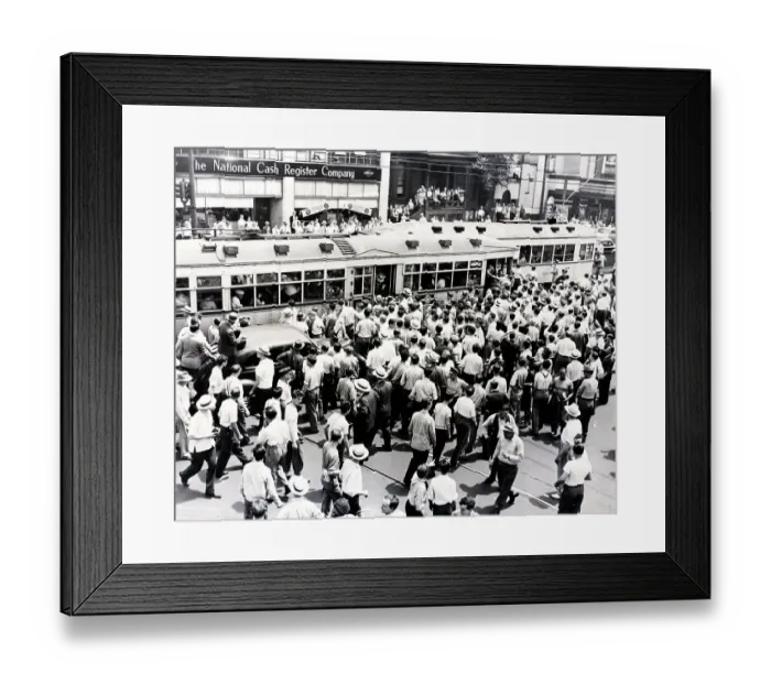 Framed Print : Mob Surrounding Street Car During Race Riot Framed Print : Mob Surrounding Street Car During Race Riot