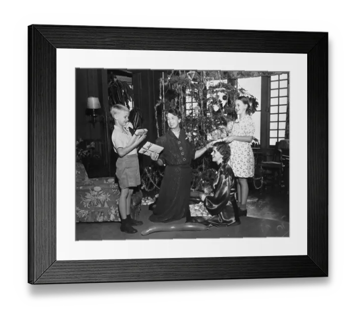 Framed Print : Roosevelt Family Celebrating Christmas Framed Print : Roosevelt Family Celebrating Christmas