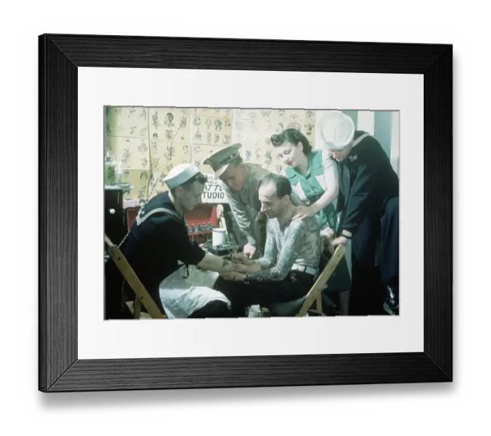 Framed Print : Sailor Being Tattooed