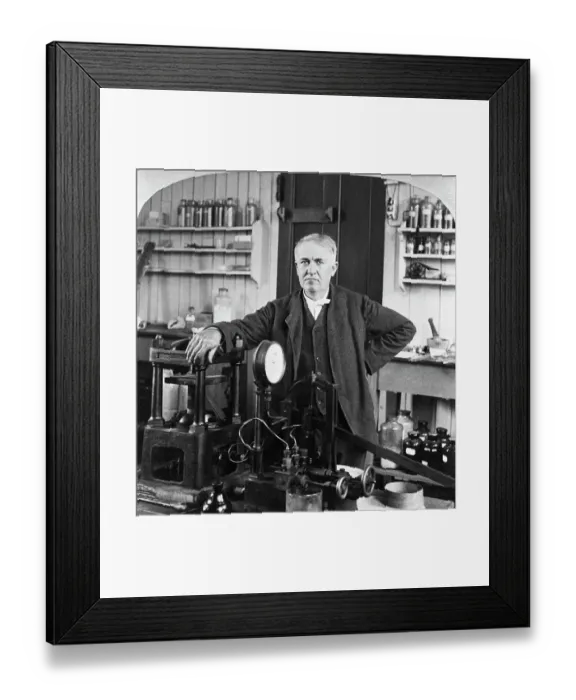 Framed Print : Thomas Edison in his Laboratory Framed Print : Thomas Edison in his Laboratory