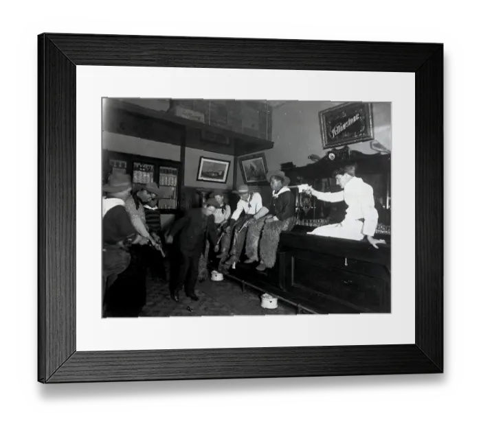 Framed Print : Cowboys Shooting in Bar, Making Man Dance Framed Print : Cowboys Shooting in Bar, Making Man Dance