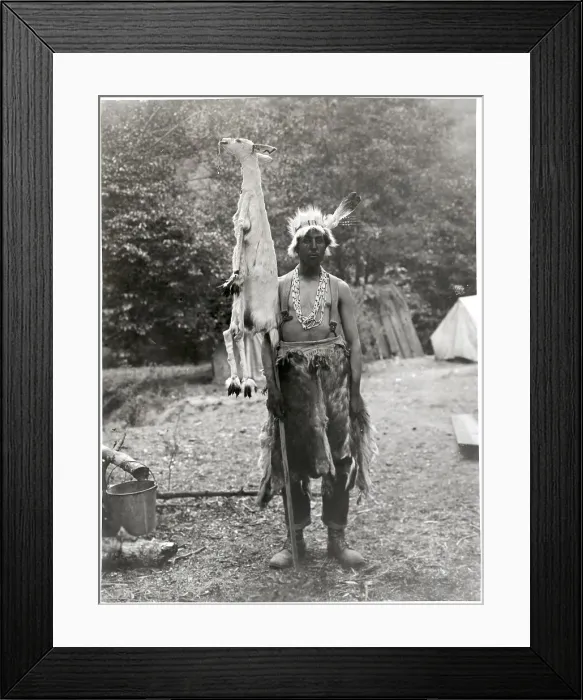 Framed Print : Klamath Man with Sacred White Deer Skin Framed Print : Klamath Man with Sacred White Deer Skin