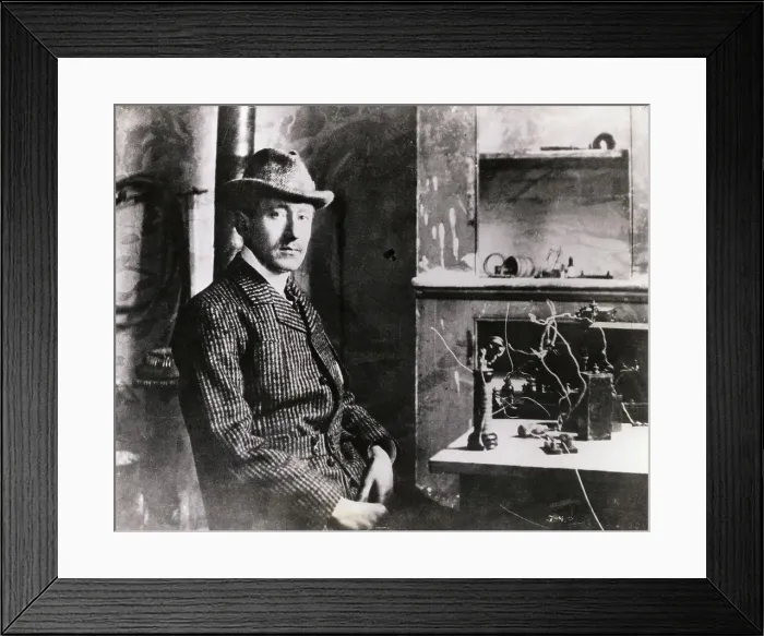 Framed Print : Inventor Guglielmo Marconi next to His Radio Framed Print : Inventor Guglielmo Marconi next to His Radio