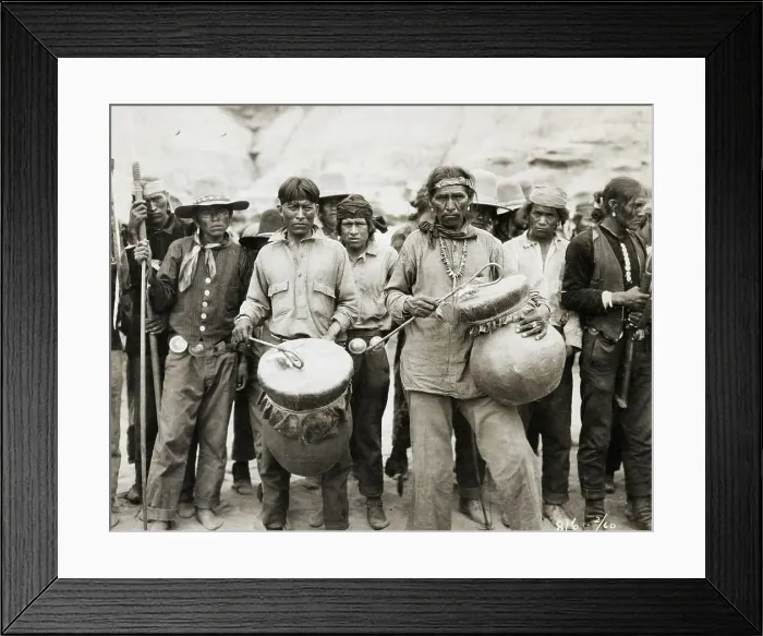 Framed Print : Navajo with Traditional Drums Framed Print : Navajo with Traditional Drums