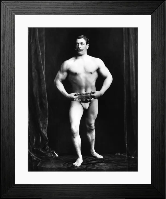 Framed Print : Strongman Breaking a Chain Framed Print : Strongman Breaking a Chain