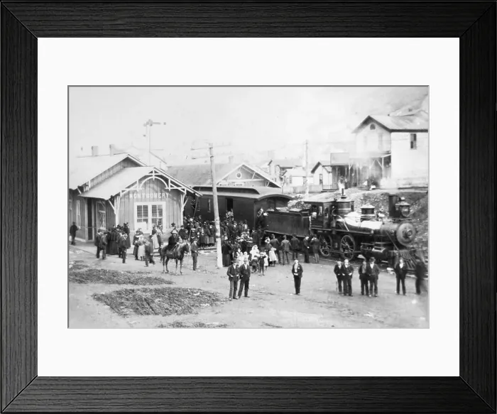 Framed Print : Steam Engine Arriving with Passengers Framed Print : Steam Engine Arriving with Passengers