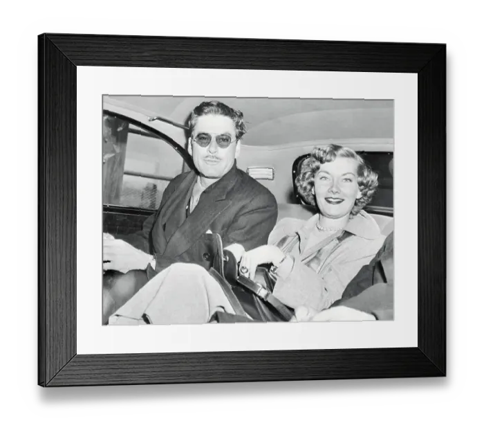 Framed Print : Errol Flynn and Eve Ashley Riding in Car Framed Print : Errol Flynn and Eve Ashley Riding in Car