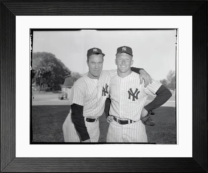 Framed Print : Mickey Mantle and Hank Bauer Posing in Uniform