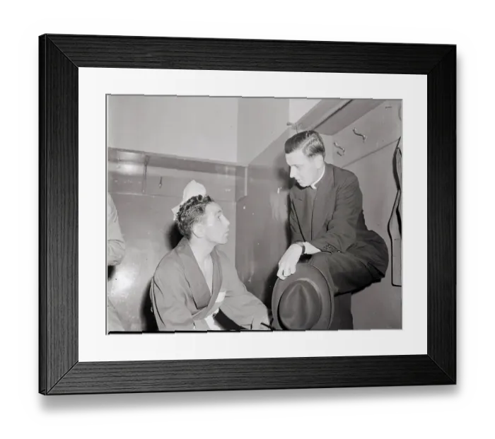 Framed Print : Father Nevens Visits Willie Pep / Locker R Framed Print : Father Nevens Visits Willie Pep / Locker R