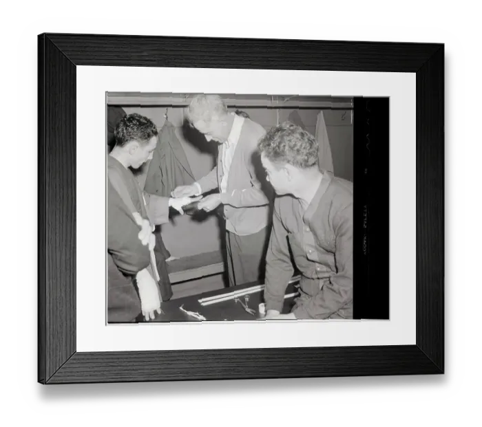 Framed Print : Willie Pep Has Hands Taped In Dressing R Framed Print : Willie Pep Has Hands Taped In Dressing R