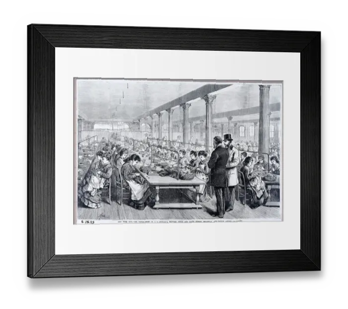 Framed Print : Women Working in Sewing Room