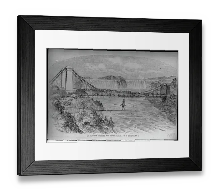 Framed Print : Tight Rope Walking Over Niagara Framed Print : Tight Rope Walking Over Niagara