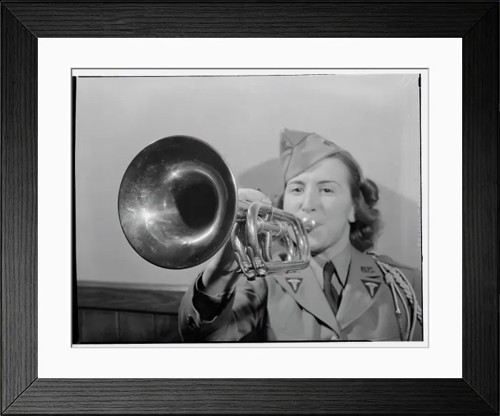 Framed Print : Military Bugler Alma Farr Playing Bugle Framed Print : Military Bugler Alma Farr Playing Bugle