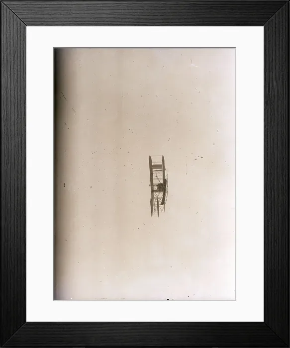 Framed Print : Wright Bros Airplane Flying From Side Framed Print : Wright Bros Airplane Flying From Side
