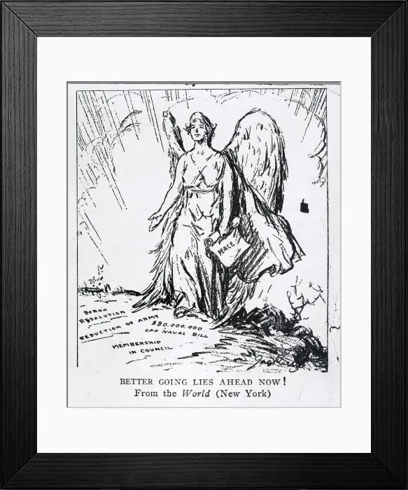Framed Print : Cartoon of Angel Bringing Peace Over Government Crises Framed Print : Cartoon of Angel Bringing Peace Over Government Crises