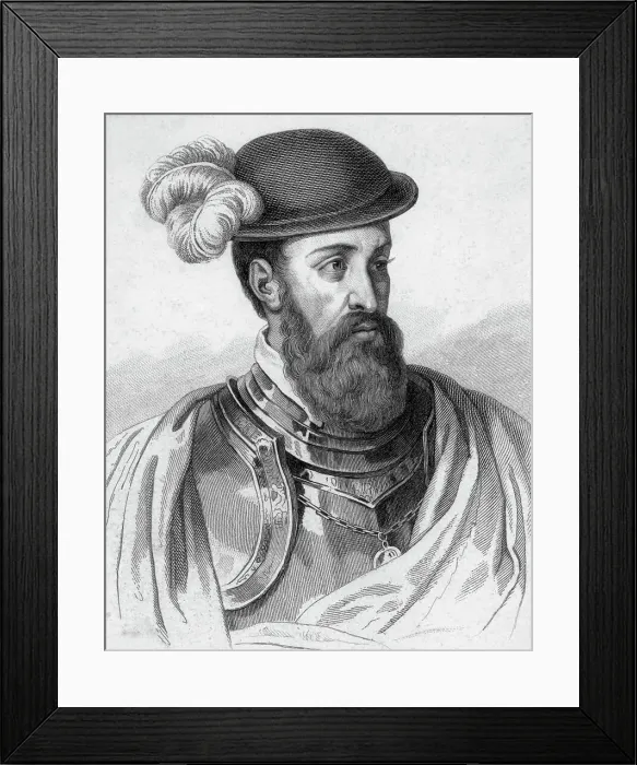 Framed Print : Engraved Portrait of Francisco Pizarro Framed Print : Engraved Portrait of Francisco Pizarro