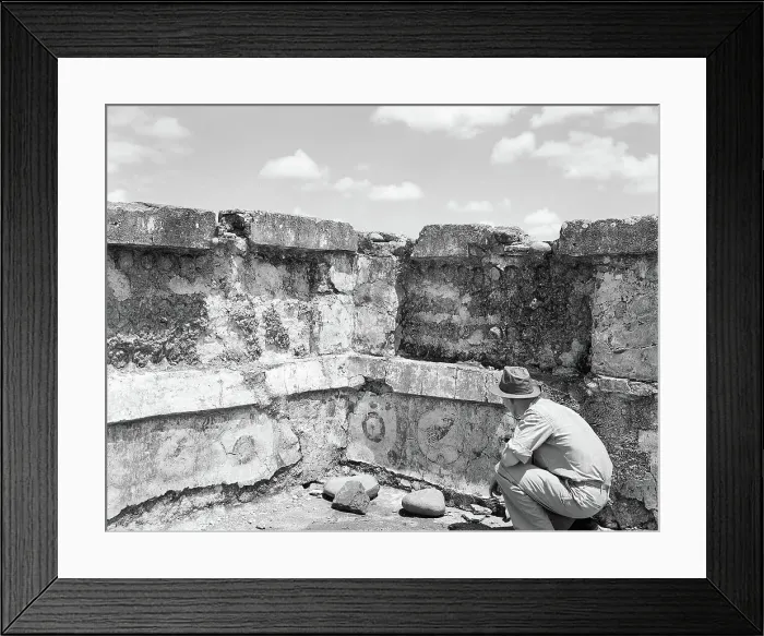 Framed Print : Archeologist Inspectring Mexican Ruins