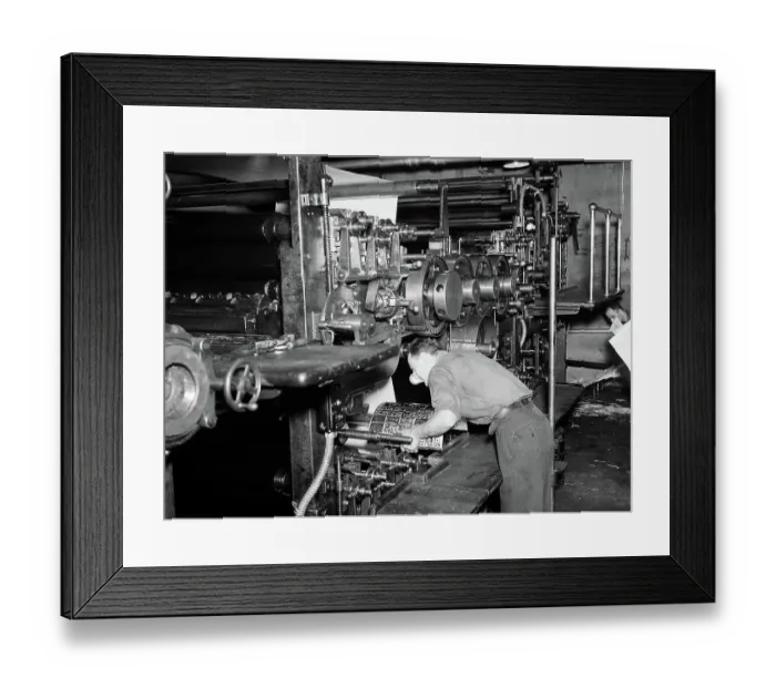 Framed Print : Attaching Plates to Printing Machine Framed Print : Attaching Plates to Printing Machine