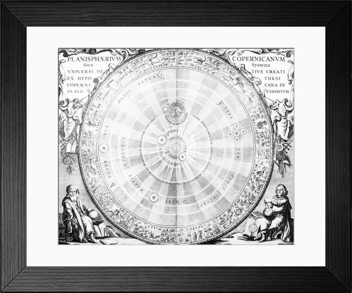 Framed Print : Drawing Of Round Copernican Solar System Framed Print : Drawing Of Round Copernican Solar System