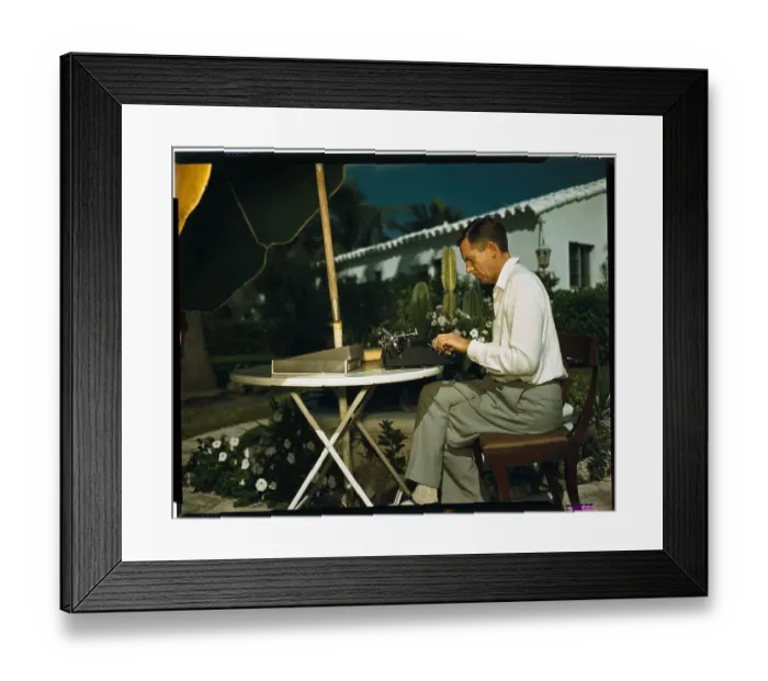 Framed Print : Philip Wylie Typing at Typewriter