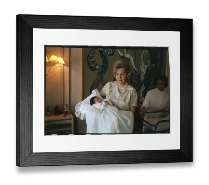 Framed Print : Farah Diba's Mother Holding Shah's New Daughter