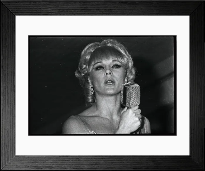 Framed Print : Elke Sommer Singing into Microphone Framed Print : Elke Sommer Singing into Microphone