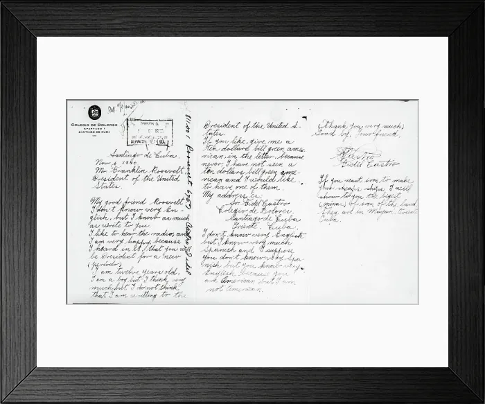 Framed Print : Handwritten Correspondence by a Younger Fidel Castro Framed Print : Handwritten Correspondence by a Younger Fidel Castro