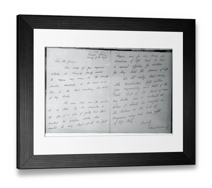 Framed Print : Handwritten Letter Signed Edward Kennedy Framed Print : Handwritten Letter Signed Edward Kennedy