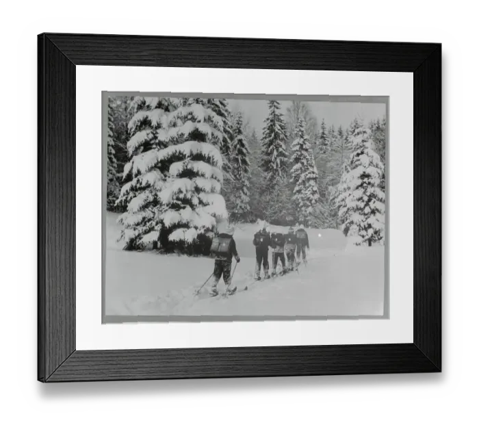 Framed Print : Students Skiing in the Woods Framed Print : Students Skiing in the Woods