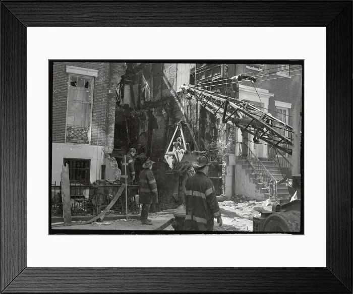 Framed Print : Firemen and Equipment for Building Inspection Framed Print : Firemen and Equipment for Building Inspection