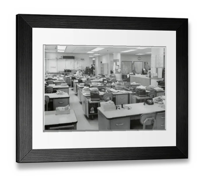 Framed Print : Two Employees in Large Office Framed Print : Two Employees in Large Office