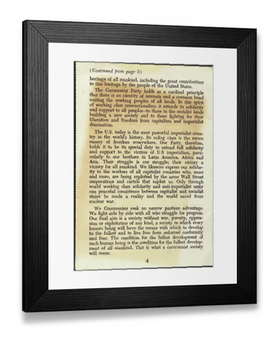 Framed Print : Page of Communist Party Membership Application Framed Print : Page of Communist Party Membership Application