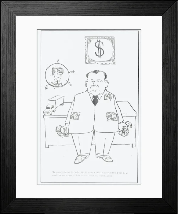 Framed Print : Coloring Book Caricature of Jimmy Hoffa Framed Print : Coloring Book Caricature of Jimmy Hoffa