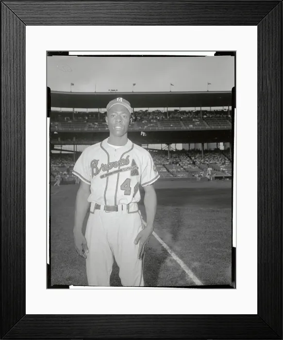 Framed Print : Baseball Player Hank Aaron in Uniform