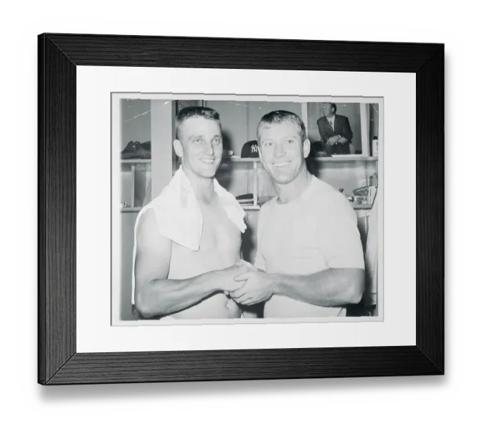 Framed Print : Mickey Mantle with Teammate Framed Print : Mickey Mantle with Teammate