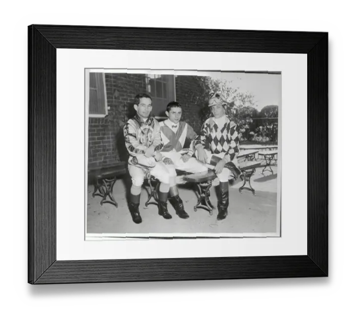 Framed Print : Willie Shoemaker Sitting with Bill Hartack and Ronnie Ferraro Framed Print : Willie Shoemaker Sitting with Bill Hartack and Ronnie Ferraro