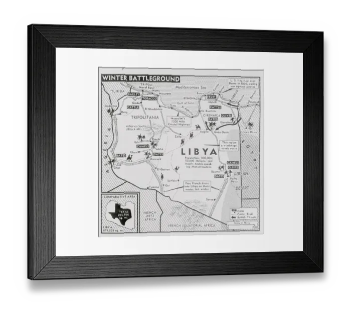 Framed Print : Map of Battleground Between British and Axis Troops Framed Print : Map of Battleground Between British and Axis Troops