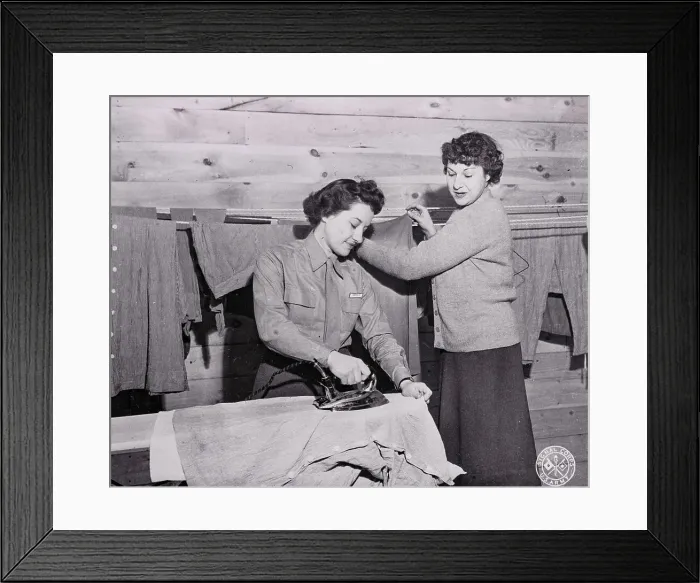 Framed Print : Female Soldiers Doing Household Chores Framed Print : Female Soldiers Doing Household Chores