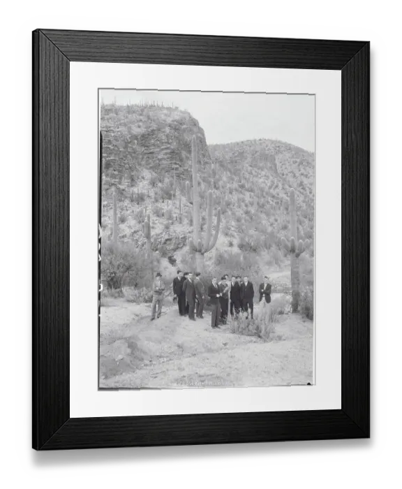 Framed Print : Football Players Inspecting Cactus Framed Print : Football Players Inspecting Cactus