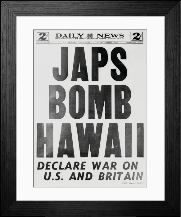 Framed Print : Daily News on Japan Bombing Hawaii Framed Print : Daily News on Japan Bombing Hawaii
