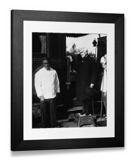Framed Print : T.A. Edison Gets Off Train & Holds Hat