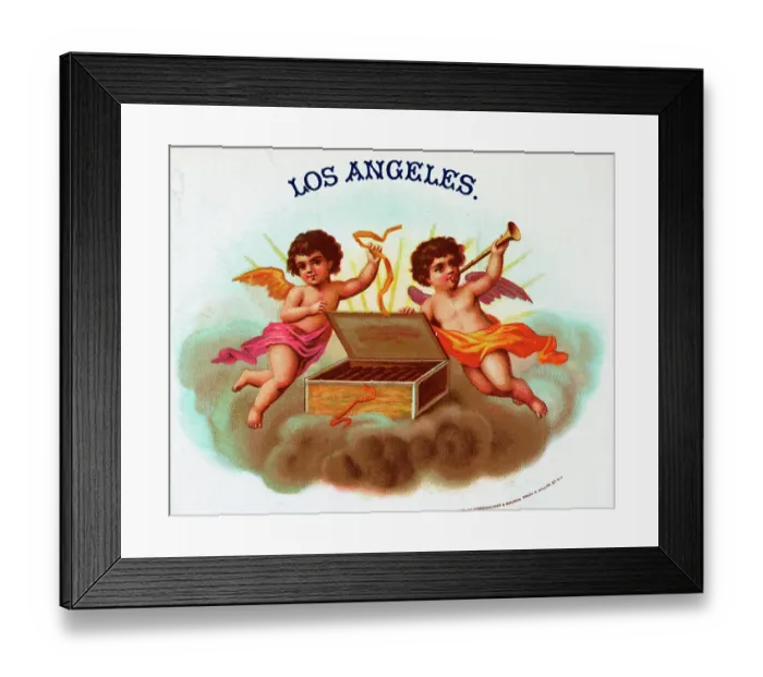 Framed Print : Cigar Box Label W / Two Trumpeting Angels