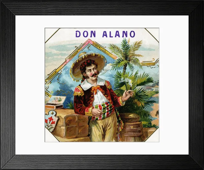 Framed Print : Cigar Box Label For Don Alano Cigars Framed Print : Cigar Box Label For Don Alano Cigars