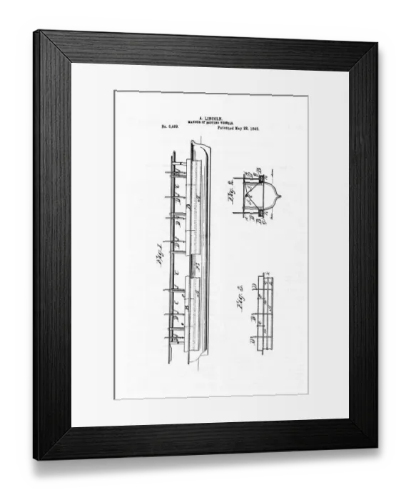 Framed Print : Schematic Drawing Lincolns Buoy Patent Framed Print : Schematic Drawing Lincolns Buoy Patent