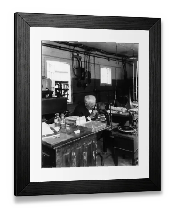 Framed Print : Edison Working On The Phonograph