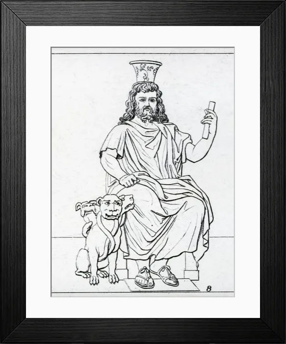 Framed Print : Drawing of Hades and Cerberus Framed Print : Drawing of Hades and Cerberus