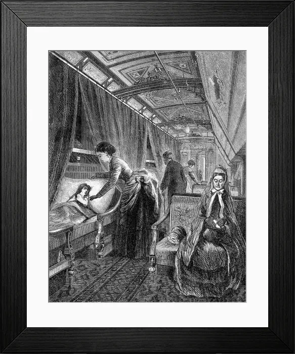 Framed Print : Engraving of the Interior of a 19th-Century Pullman Car Framed Print : Engraving of the Interior of a 19th-Century Pullman Car